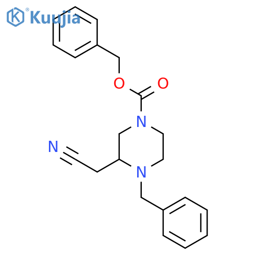 Benzyl 4-benzyl-3-(cyanomethyl)piperazine-1-carboxylate structure