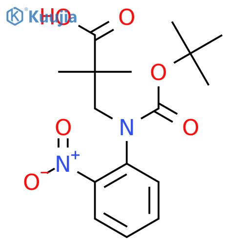 3-{(tert-butoxy)carbonyl(2-nitrophenyl)amino}-2,2-dimethylpropanoic acid structure