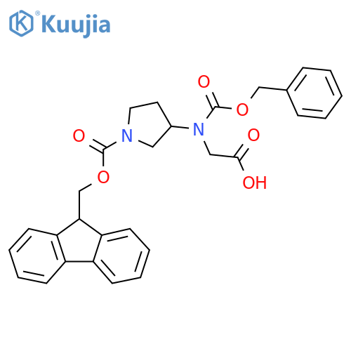 2-{(benzyloxy)carbonyl(1-{(9H-fluoren-9-yl)methoxycarbonyl}pyrrolidin-3-yl)amino}acetic acid structure