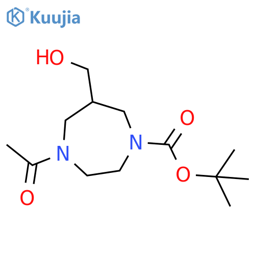 Tert-butyl 4-acetyl-6-(hydroxymethyl)-1,4-diazepane-1-carboxylate structure