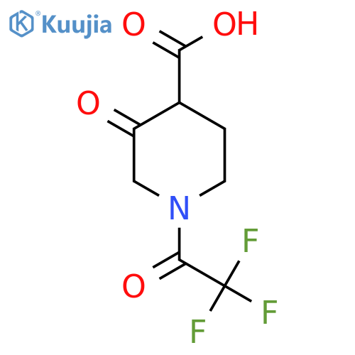 3-Oxo-1-(2,2,2-trifluoroacetyl)piperidine-4-carboxylic acid structure