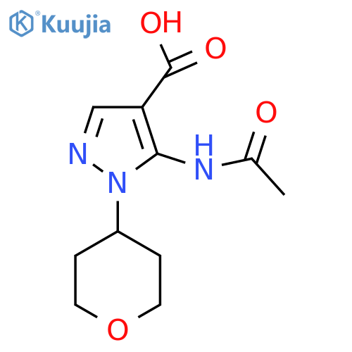 5-acetamido-1-(oxan-4-yl)-1H-pyrazole-4-carboxylic acid structure