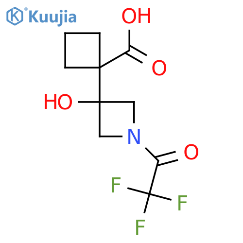 1-3-hydroxy-1-(2,2,2-trifluoroacetyl)azetidin-3-ylcyclobutane-1-carboxylic acid structure