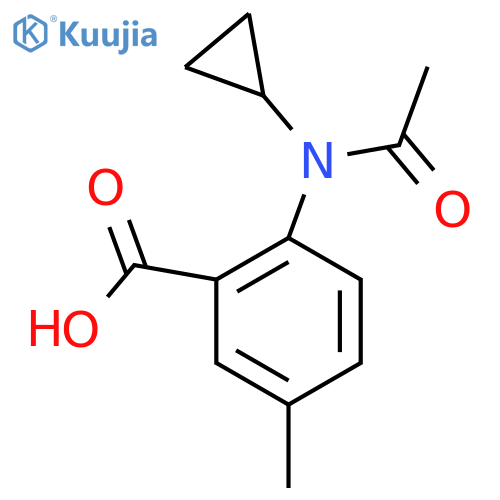 2-(N-cyclopropylacetamido)-5-methylbenzoic acid structure