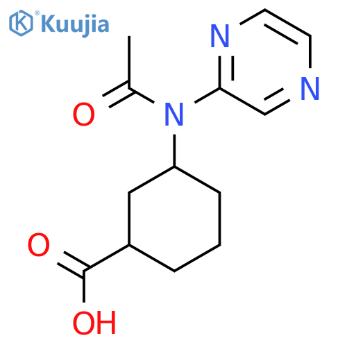 3-N-(pyrazin-2-yl)acetamidocyclohexane-1-carboxylic acid structure