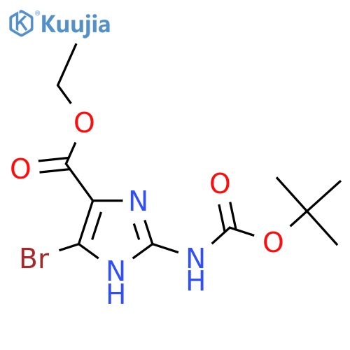 ethyl 4-bromo-2-{(tert-butoxy)carbonylamino}-1H-imidazole-5-carboxylate structure
