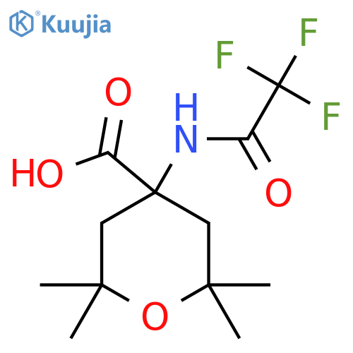 2,2,6,6-Tetramethyl-4-(2,2,2-trifluoroacetamido)oxane-4-carboxylic acid structure
