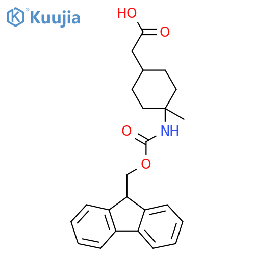 2-(1s,4s)-4-({(9H-fluoren-9-yl)methoxycarbonyl}amino)-4-methylcyclohexylacetic acid structure