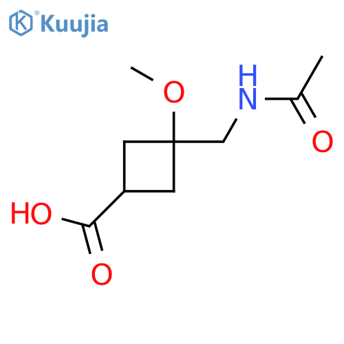 (1s,3s)-3-(Acetamidomethyl)-3-methoxycyclobutane-1-carboxylic acid structure