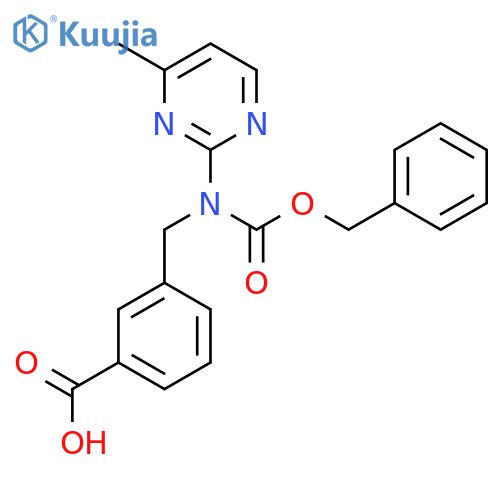 3-({(benzyloxy)carbonyl(4-methylpyrimidin-2-yl)amino}methyl)benzoic acid structure