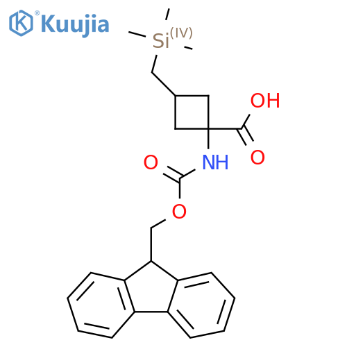 1-({(9H-fluoren-9-yl)methoxycarbonyl}amino)-3-(trimethylsilyl)methylcyclobutane-1-carboxylic acid structure