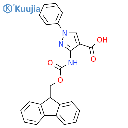 3-({(9H-fluoren-9-yl)methoxycarbonyl}amino)-1-phenyl-1H-pyrazole-4-carboxylic acid structure