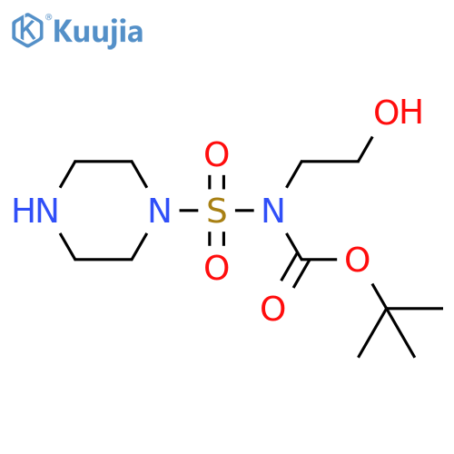 tert-butyl N-(2-hydroxyethyl)-N-(piperazine-1-sulfonyl)carbamate structure
