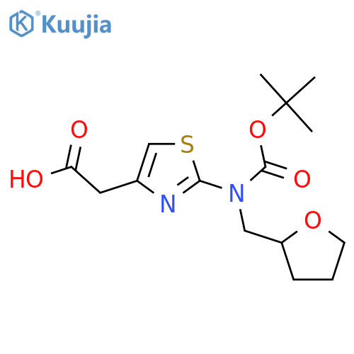 2-(2-{[(Tert-butoxy)carbonyl][(oxolan-2-yl)methyl]amino}-1,3-thiazol-4-yl)acetic acid structure