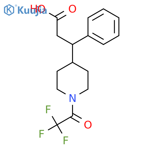 3-phenyl-3-1-(2,2,2-trifluoroacetyl)piperidin-4-ylpropanoic acid structure