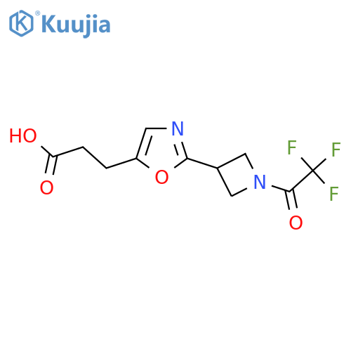 3-{2-1-(2,2,2-trifluoroacetyl)azetidin-3-yl-1,3-oxazol-5-yl}propanoic acid structure