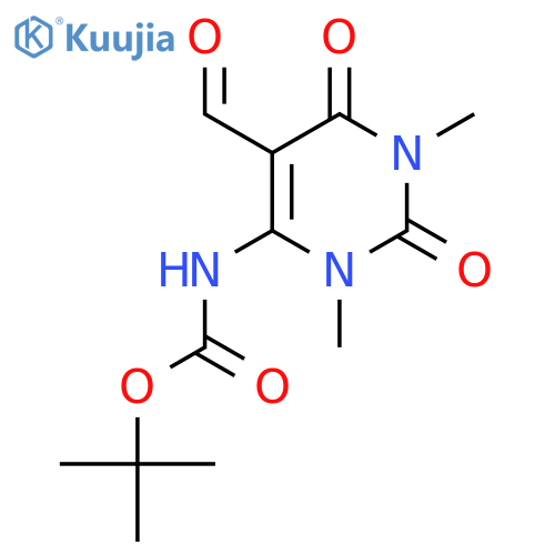 tert-butyl N-(5-formyl-1,3-dimethyl-2,6-dioxo-1,2,3,6-tetrahydropyrimidin-4-yl)carbamate structure