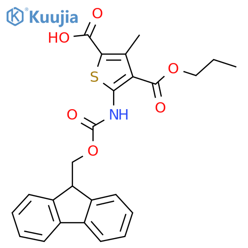 5-({(9H-fluoren-9-yl)methoxycarbonyl}amino)-3-methyl-4-(propoxycarbonyl)thiophene-2-carboxylic acid structure