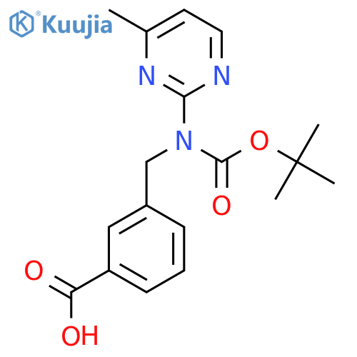 3-({(tert-butoxy)carbonyl(4-methylpyrimidin-2-yl)amino}methyl)benzoic acid structure
