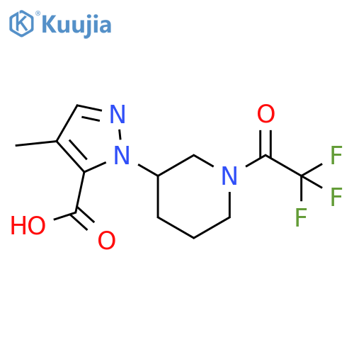 4-methyl-1-1-(2,2,2-trifluoroacetyl)piperidin-3-yl-1H-pyrazole-5-carboxylic acid structure