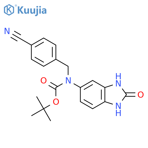 tert-butyl N-(4-cyanophenyl)methyl-N-(2-oxo-2,3-dihydro-1H-1,3-benzodiazol-5-yl)carbamate structure