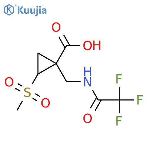2-methanesulfonyl-1-(2,2,2-trifluoroacetamido)methylcyclopropane-1-carboxylic acid structure