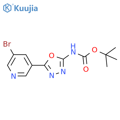 tert-butyl N-5-(5-bromopyridin-3-yl)-1,3,4-oxadiazol-2-ylcarbamate structure
