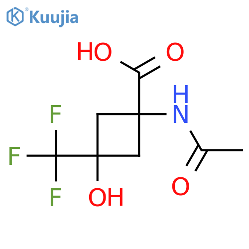 1-Acetamido-3-hydroxy-3-(trifluoromethyl)cyclobutane-1-carboxylic acid structure