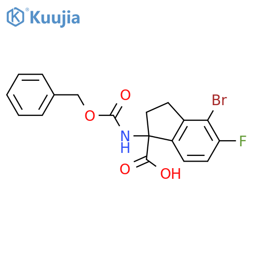 1-{(benzyloxy)carbonylamino}-4-bromo-5-fluoro-2,3-dihydro-1H-indene-1-carboxylic acid structure