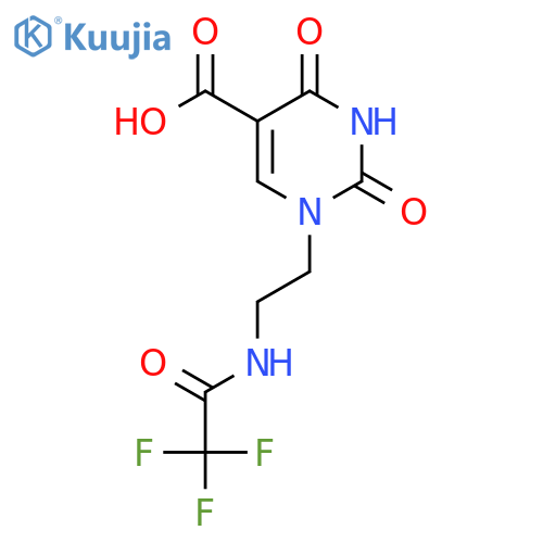 2,4-dioxo-1-2-(2,2,2-trifluoroacetamido)ethyl-1,2,3,4-tetrahydropyrimidine-5-carboxylic acid structure