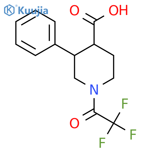 3-Phenyl-1-(2,2,2-trifluoroacetyl)piperidine-4-carboxylic acid structure