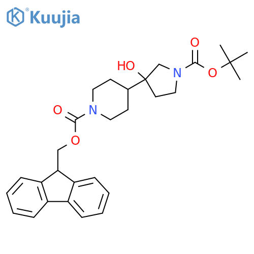 (9H-fluoren-9-yl)methyl 4-{1-(tert-butoxy)carbonyl-3-hydroxypyrrolidin-3-yl}piperidine-1-carboxylate structure