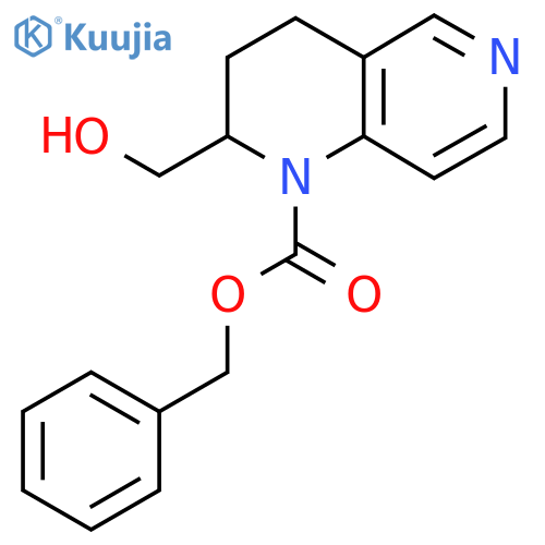 Benzyl 2-(hydroxymethyl)-1,2,3,4-tetrahydro-1,6-naphthyridine-1-carboxylate structure