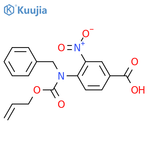 4-{benzyl(prop-2-en-1-yloxy)carbonylamino}-3-nitrobenzoic acid structure