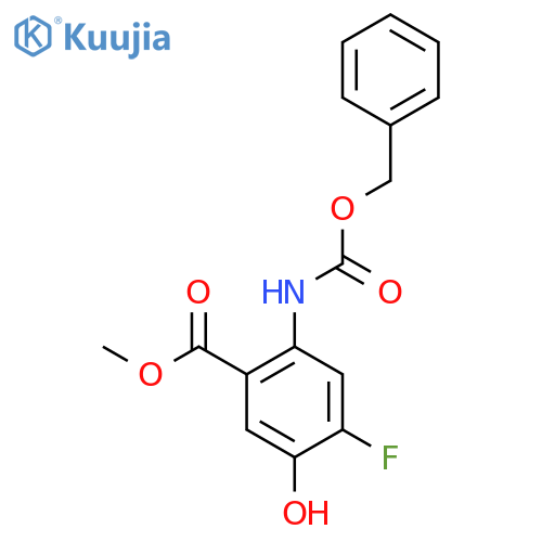methyl 2-{(benzyloxy)carbonylamino}-4-fluoro-5-hydroxybenzoate structure