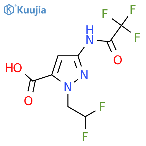 1-(2,2-difluoroethyl)-3-(2,2,2-trifluoroacetamido)-1H-pyrazole-5-carboxylic acid structure
