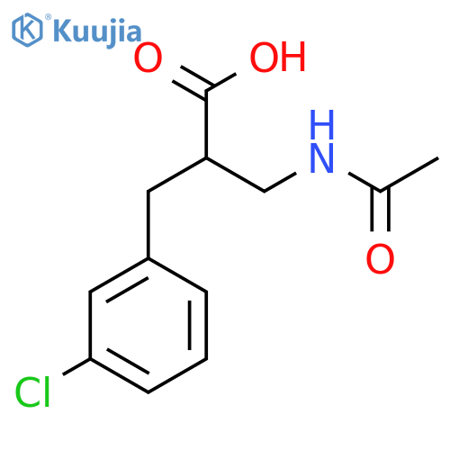 2-(3-chlorophenyl)methyl-3-acetamidopropanoic acid structure