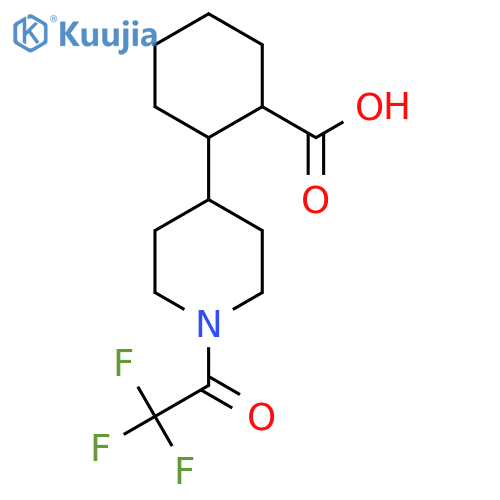 2-1-(2,2,2-trifluoroacetyl)piperidin-4-ylcyclohexane-1-carboxylic acid structure