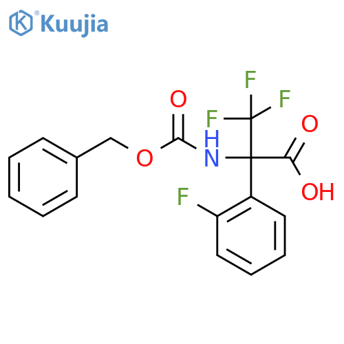2-{(benzyloxy)carbonylamino}-3,3,3-trifluoro-2-(2-fluorophenyl)propanoic acid structure