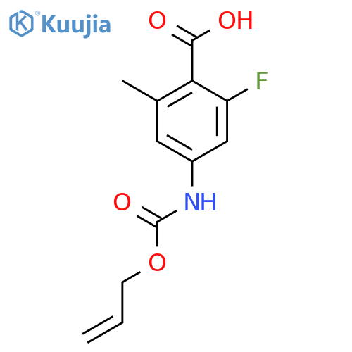 2-fluoro-6-methyl-4-{(prop-2-en-1-yloxy)carbonylamino}benzoic acid structure
