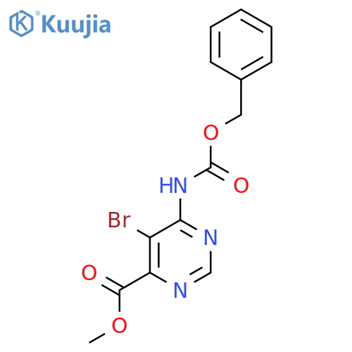methyl 6-{(benzyloxy)carbonylamino}-5-bromopyrimidine-4-carboxylate structure
