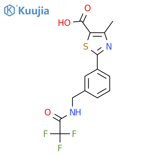 4-methyl-2-{3-(2,2,2-trifluoroacetamido)methylphenyl}-1,3-thiazole-5-carboxylic acid structure
