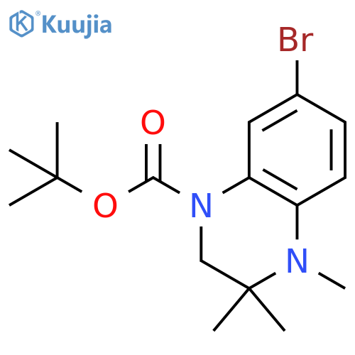 Tert-butyl 7-bromo-3,3,4-trimethyl-1,2,3,4-tetrahydroquinoxaline-1-carboxylate structure