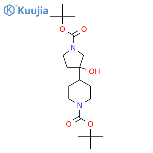 tert-butyl 4-{1-(tert-butoxy)carbonyl-3-hydroxypyrrolidin-3-yl}piperidine-1-carboxylate structure