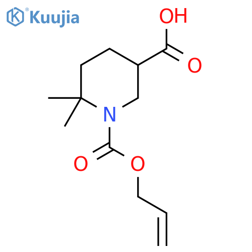6,6-dimethyl-1-(prop-2-en-1-yloxy)carbonylpiperidine-3-carboxylic acid structure