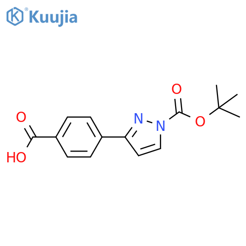 4-{1-(tert-butoxy)carbonyl-1H-pyrazol-3-yl}benzoic acid structure
