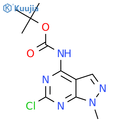 tert-butyl N-{6-chloro-1-methyl-1H-pyrazolo3,4-dpyrimidin-4-yl}carbamate structure