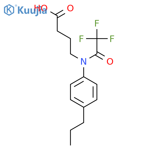 4-[2,2,2-trifluoro-N-(4-propylphenyl)acetamido]butanoic acid structure