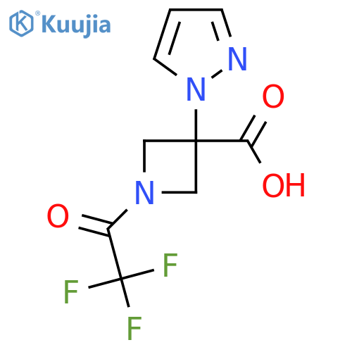 3-(1H-pyrazol-1-yl)-1-(2,2,2-trifluoroacetyl)azetidine-3-carboxylic acid structure