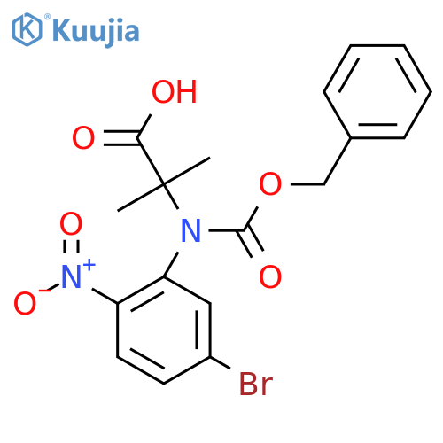 2-{(benzyloxy)carbonyl(5-bromo-2-nitrophenyl)amino}-2-methylpropanoic acid structure